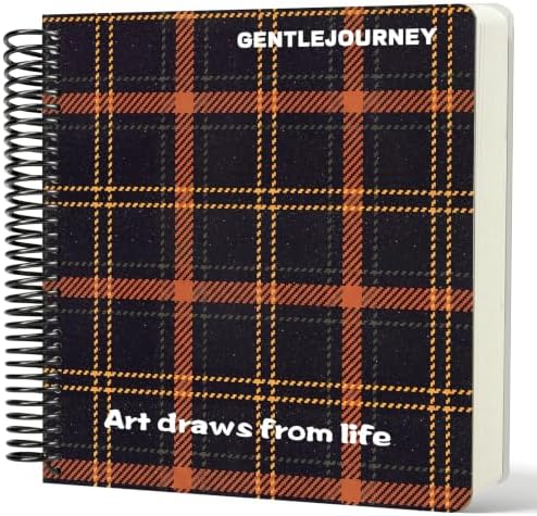 Hardcover Sketchbook,7.2"x8.3"Spiral Bound Drawing Pad,Black Grid