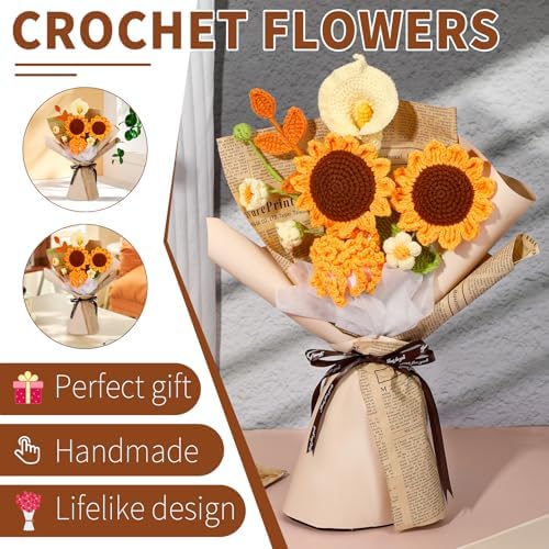 Kogyxe Crochet Kit for Beginners Sunflower Crochet Flowers for Adults