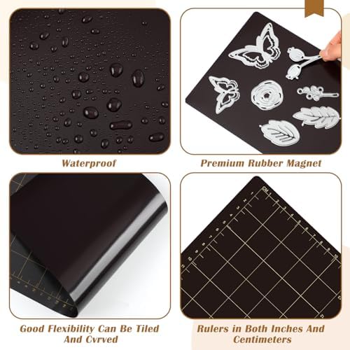 Copkim 2 Pcs 14.6" L 6.1" W Magnetic Cutting Shim Grid Magnetic Shim Embossing Machine Die Pads Black Sheet Die Cutting Machine Accessories