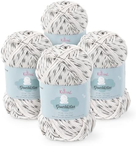 GentleBliss DK Acrylic Soft Baby Yarn, 4-Pack (880Yds/400G) Cookies & Cream