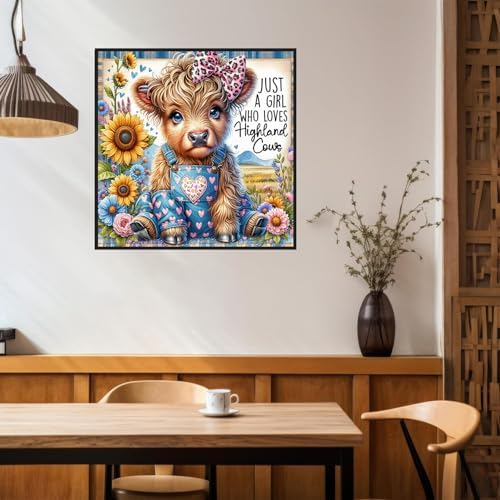 Benjenes Highland Cow Diamond Art Kits for Adults, Cute Diamond Painting