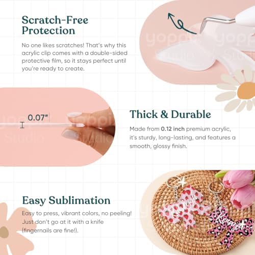 YOPPIX 40 Pcs Sublimation Acrylic Bookmark Blank kit, with 20 Ribbons for Heat Transfer Bookmarks Wedding Table Decorations, Christmas Tree Decor, Reading Lovers DIY Crafts Presents