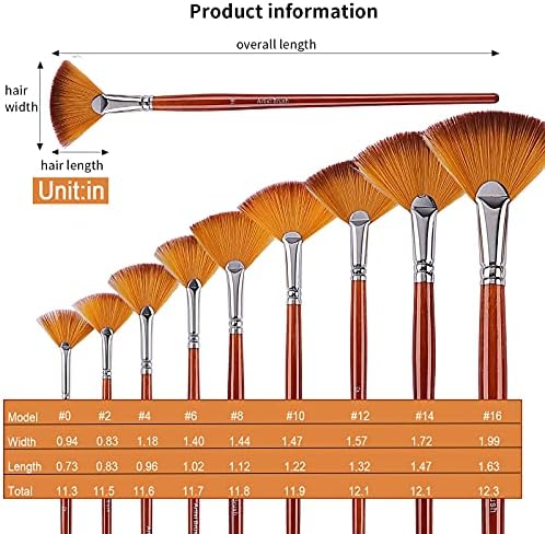 GACDR Fan Paint Brush Set of 9 Pcs, Professional Artist Acrylic Paint Brushes Set with Long Wood Handles Anti-Shedding Nylon Hair for Acrylic Watercolor Oil Painting,Rock Painting (Pack of 3)