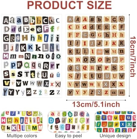 PRSTINCOL 1900+ Magazine Letter Stickers,Vintage Scrapbook 24 Sheets Letters Stickers,Ransom Alphabet Stickers for Scrapbooking Supplies Journaling DIY Crafts Gift Junk Journal