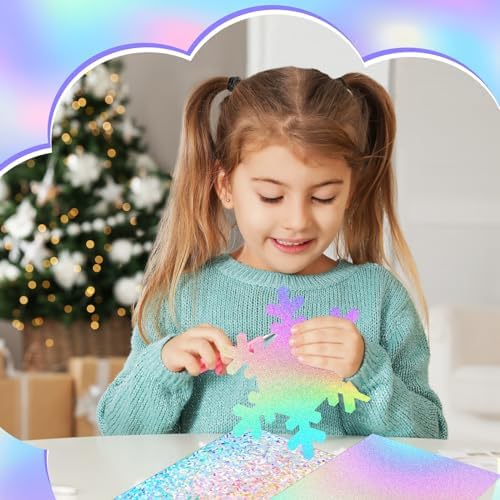 24 Sheets Holographic Cardstock 8.5 x 11 In, 250Gsm, 4 Designs