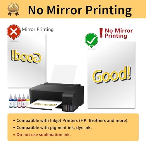 TransOurDream Heat Transfer Paper for Dark Fabric (40 Sheets, 8.5x11) Printable Heat Transfer Vinyl for T-Shirts Iron on Transfers for Inkjet Printer