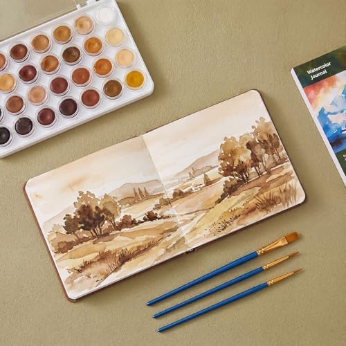 5.5in Watercolor Sketchbook Journal Square Watercolor Notebook Brown