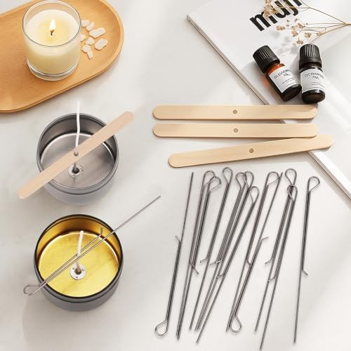 Candle Wicks for Candles Making,Including Melting Pot,2 Types Candle Wick,Wick Stickers,Wick Holders,Wick Placing Tube,All-in-One Starter Set for DIY Soy, Beeswax, Paraffin Candles