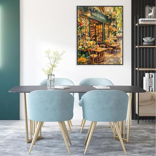 Bookstore Paint by Numbers Kit for Adults, DIY Painting Canvas 16x20inch