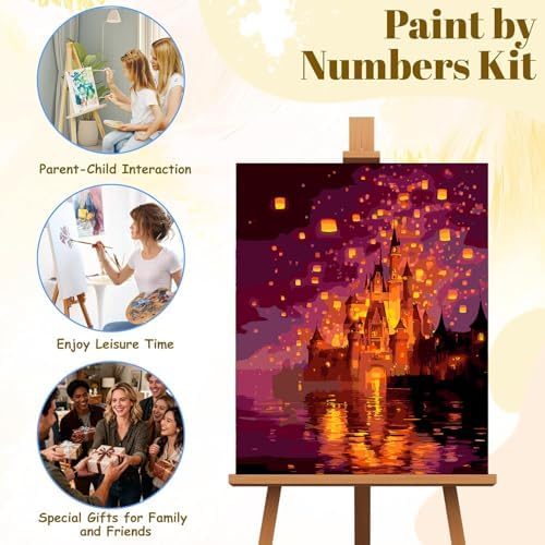 EIBEILI Magic Castle Paint by Numbers Kit for Adults Beginner,Lantern Adult Paint by Number Kits on Canvas,Easy Canvas Paint by Numbers for Adults for Home Wall Decoration 12 X 16 inch