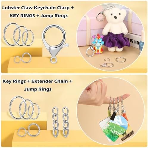 PAXCOO 300PCS Keychain Making Kit, Keychain Craft Supplies Including Key Chain Clips, Lanyard Snap Hooks, Key Rings and Jump Rings for Key Chain Making, Purse Making, Lanyard Making