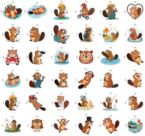 100Pcs Beaver Stickers for Water Bottle, Laptop - Funny Beaver Gifts, Party Supplies - Waterproof Stickers and Decals - Gift for Women & Men
