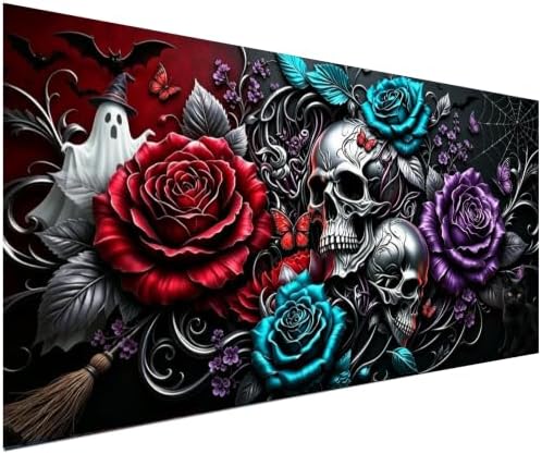NFDPFUN Gothic Skull Rose Halloween Diamond Painting Kit,Diamond Art Kits