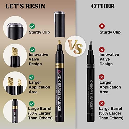 LET'S RESIN Liquid Mirror Chrome Metallic Markers 3 Colors,Reflective Gloss | 2-5mm Larger Application Area, 3 Colors Epoxy Resin Tools for Coloring, Stroke, Painting, DIY Craft