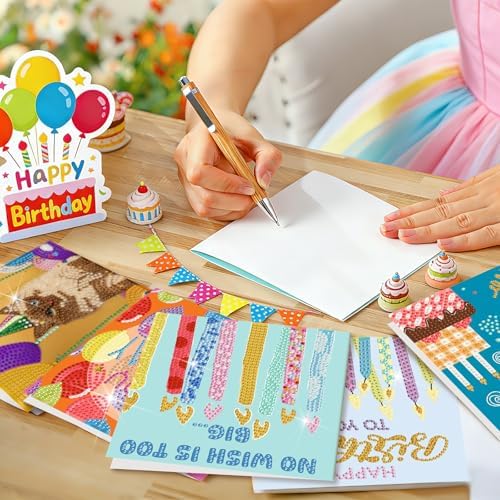 Saillong 24 Pack Happy Birthday Diamond Art Card with Envelopes