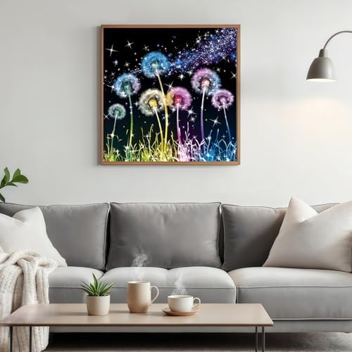 Acelii Diamond Painting Kits for Adults Beginners, Dandelion Gem Painting, 5D Diamond Art Painting for Adults, Gem Art Kits for Adults, Paint by Diamonds DIY Wall Decor Gift13.78X13.78Inch