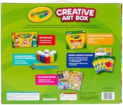 Crayola Art Set for Kids (125pcs), Art Supplies Kit with Giant Coloring Books, Washable Paints, Markers & Storage Box, Gift for Kids, Ages 5+ [Amazon Exclusive]