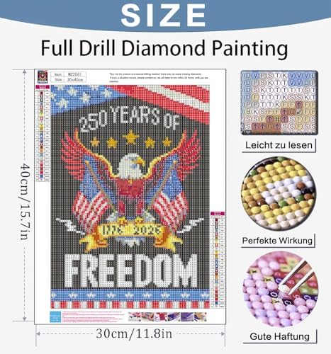 Benjenes 4th of July Diamond Art Kits for Adults, Diamond Painting Kits