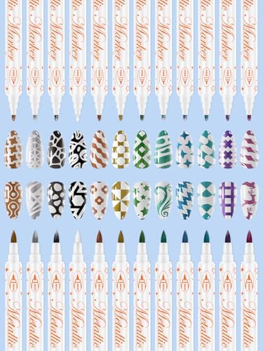 12 Colors 3D Nail Art Pens Set Kalolary Double-headed Nail Point