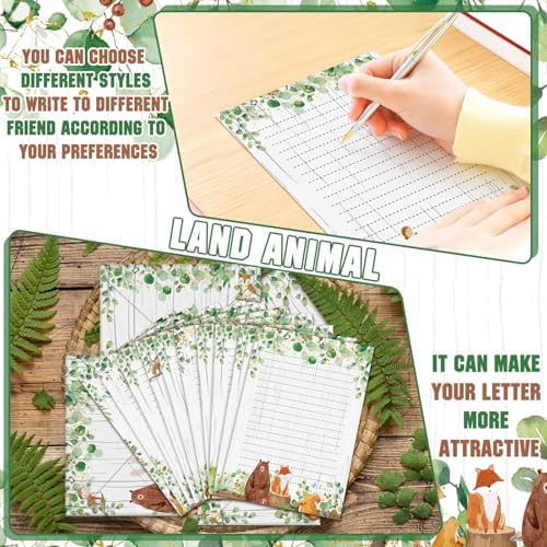 TaoBary 160 Pcs Woodland Animal Stationery Paper and Envelopes Set