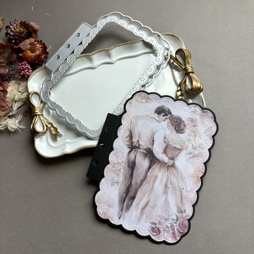 LZBRDY Vintage Charm Lace Frame Die-Cut - Carbon Steel Crafting Dies for Scrapbooking, Card Making, Greeting Cards and Journaling Supplies (Rectangular Lace Loose Leaf 5.6 x 4.4 in)