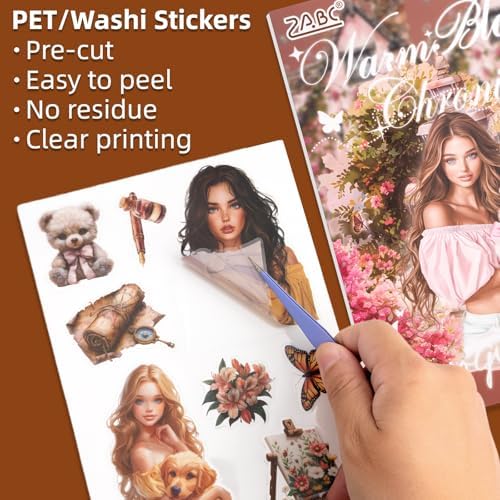 Warm Brown Chat Sticker Scrapbooking Supplies for Junk Journal, 20 Sheets PET Stickers - Vintage Journaling Stickers
