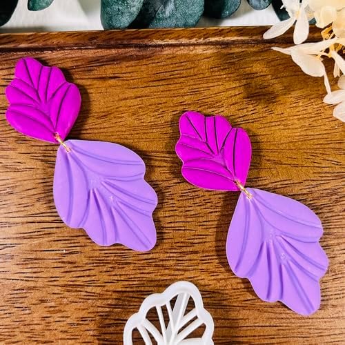 Xaekicr Polymer Clay Cutters Leaf & Feather Shapes – 2 Sizes Clay Earring Cutters for Polymer Clay Jewelry, Molds and Tools for DIY Dangle Earrings