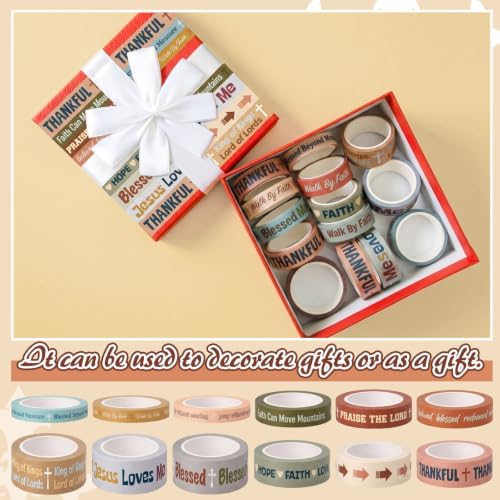 24 Rolls Christian Washi Tape Gifts, Boho Religious, Multi Size