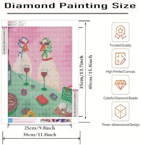 5D Diamond Painting Kits for Adults, Funny Fashion Ducks Diamond Art Kits