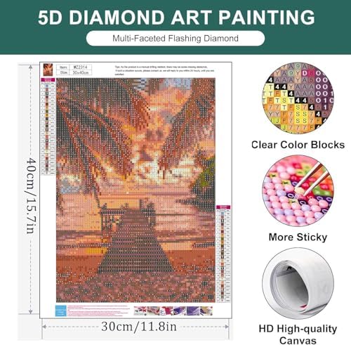 Diamond Art Kits for Adults,Sunset Diamond Painting Kits for Beginner