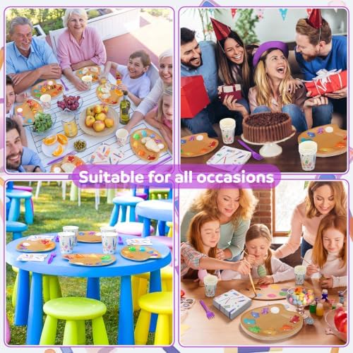Art Party Supplies 100 PCS Paint Party Tableware Set