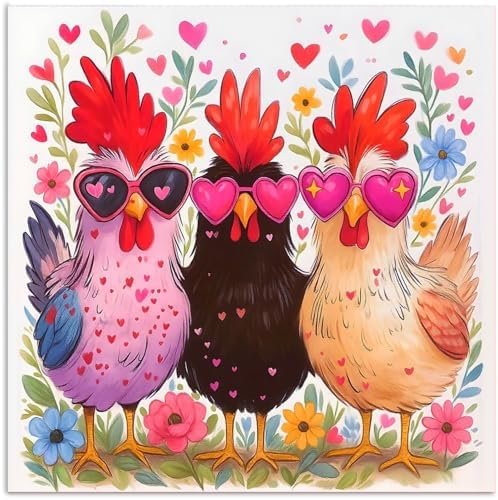 CRZMODE Chicken Day Paint by Numbers Kit for Adults, Chicken Paint by Numbers for Adults, Acrylic Painting Crafts for Home Decor Gift (16x16 inch)