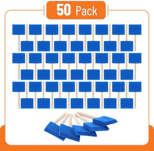 Bates- Foam Paint Brushes, 3", 50 Pack, Blue Sponge Brushes for Painting, Sponge Paint Brush