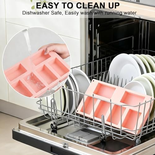 Nalchios Silicone Soap Molds, 6 Cavities Rectangle Silicone Molds for Craft Soap, Loaf Bread, Ice Cube, BPA-Free, Heat Resistant, Easy Release o& Clean, Reusable Baking Pan for Home Kitchen Bakery