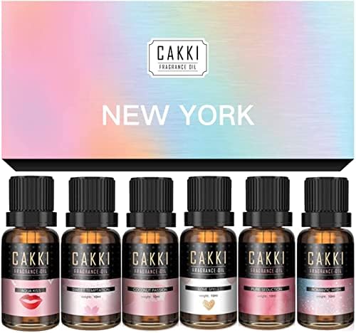 Essential Oils Set for Diffusers for Home, CAKKI Fragrance Oils Gift Set, 6X10ml Pure Aromatherapy Oils,with Pure Seduction, Love Spell,Coconut Passion, Aqua Kiss, for Candles Making