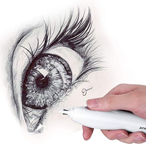 AFMAT Electric Eraser for Artists, 140 Eraser Refills, Rechargeable Electric Erasers for Drawing, Artist Erasers for Drafting, Painting, Sketching, Architectural Plans, Detailer Tool EE03(White)