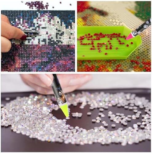 Hariendny 4 Pack Rhinestone Picker Tool Adhesive Resin Picker Pencil Nail Point Drill Pen Dotting Wax Pencil Gem Pick up Tools for Nail Art DIY with Pencil Sharpener