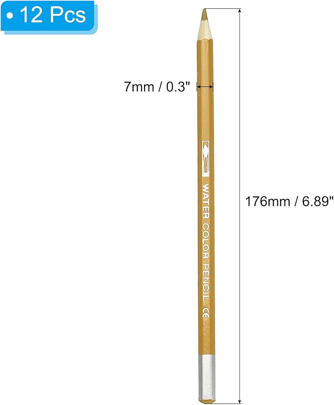 PATIKIL Watercolor Pencil, 12Pcs Water Soluble Pencils for Blending, Coloring, Sketch Drawing, Painting, Bright Orange