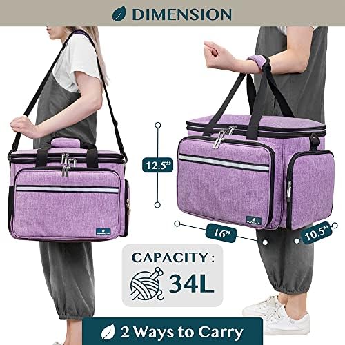PAVILIA Knitting Yarn Storage Bag Crochet Organizer for Knitter, Purple