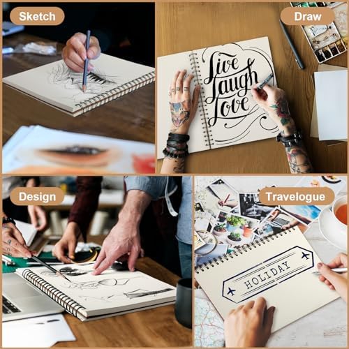 PerKoop 1 Pcs 8.5"x11" Spiral Sketch Books Sketch Pads, White