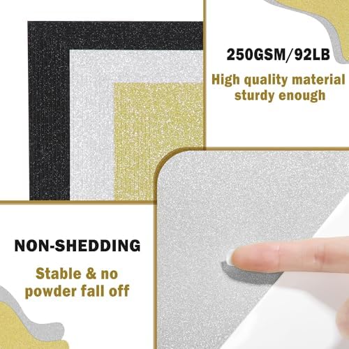 30 Sheets Mixed Color Glitter Cardstock 92lb Thick Sparkle Paper 8.5" x 11"