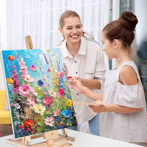4 Pack Flowers Paint by Numbers for Adults with Framed Canvas 8x12inch