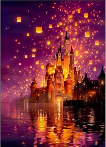 EIBEILI Magic Castle Paint by Numbers Kit for Adults Beginner,Lantern Adult Paint by Number Kits on Canvas,Easy Canvas Paint by Numbers for Adults for Home Wall Decoration 12 X 16 inch