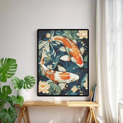bleihum Diamond Art Kits for Adults Koi, 5D Diamond Painting 12x16inch