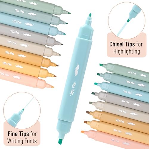 Mr. Pen- Aesthetic Bible Highlighters No Bleed Through Assorted Color, 8pcs