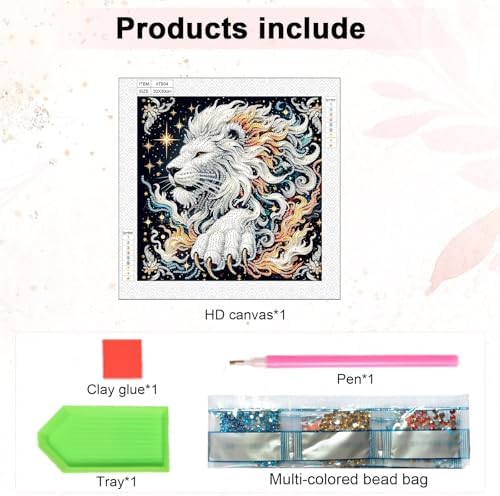 AiYuanzsh 5D Special Shaped Diamond Painting Kit - Mighty King Lion Design, Unique Crystal Rhinestone Diamond Art Set for Beginners and Adults, Perfect for Home Wall Decor and Holiday Gifts