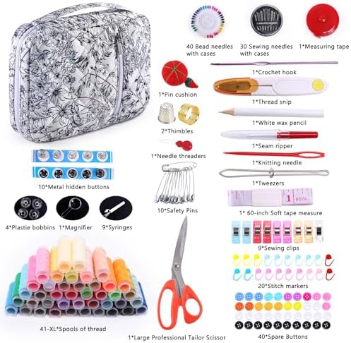 AMOIGEE Complete Sewing Kit for Adults with 230pcs Cute Sewing Supplies Kit