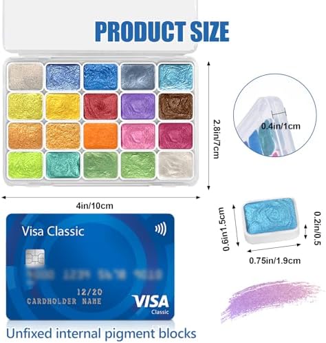 CraftyManor Mini Super Glitter Watercolor Paint Set, 20 Colors Ultra-Shimmer Metallic Watercolour Painting Sets, Solid Pearl Water Color Paints for Adult, 1ml Trial Pack (Easter)