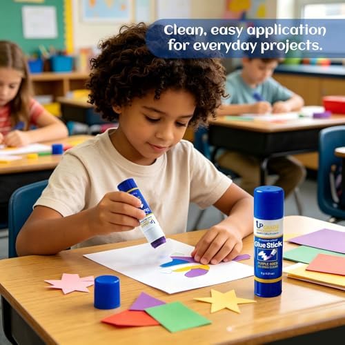 Upgrade Office Supply Glue Sticks, 6g, 30 Count, Purple Goes On Dries Clear
