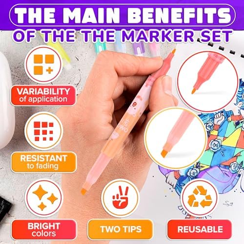 Double Sided Highlighters, 6-Pack, Assorted Colors, Cute Animal Design